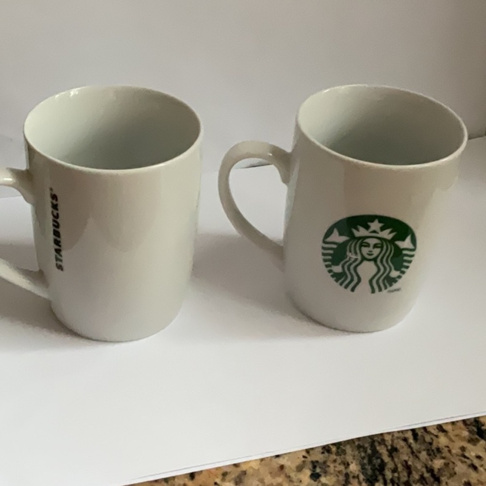 Starbucks 2013 Classic Siren Mermaid Logo White Flared Coffee Mug 8oz Lot Of 2